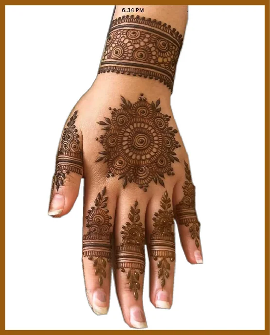 Artistic Netting With Mandala In Center For Simple Back Hand Simple Back Hand Mehndi Design
